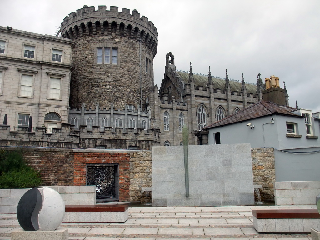 The Garda Memorial Garden at the Dubhlinn Gardens and the Chapel and the Record Tower at Dublin Castle
