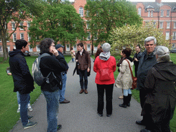 Tour guide and tour group at the Library Square and the Rubrics at Trinity College Dublin