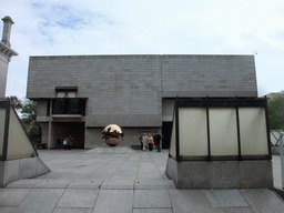 Front of the Berkeley Library at Trinity College Dublin, with the `Sfera con sfera` sculpture by Arnaldo Pomodoro