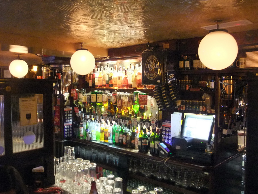 Bottles and glasses at the Temple Bar