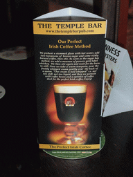 Irish Coffee advertisement at the Temple Bar