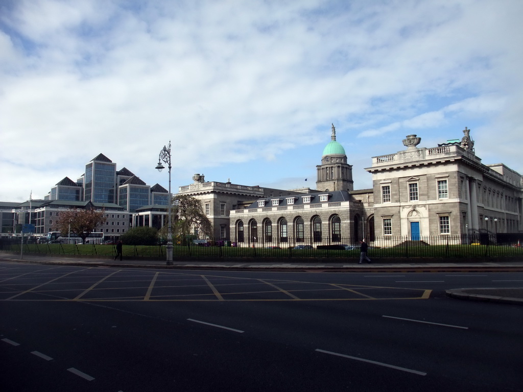 The back of the Custom House and George`s Quay Plaza