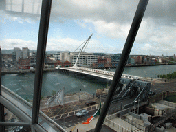 The Samuel Beckett Bridge over the Liffey river, viewed from the second floor of the Convention Centre Dublin