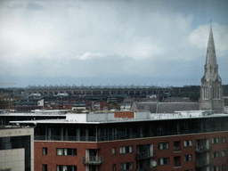 The Croke Park stadium and the Saint Laurence O`Toole Church, viewed from the top floor of the Convention Centre Dublin