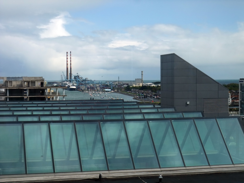 The Dublin Port and the Poolbeg Generating Station, viewed from the top floor of the Convention Centre Dublin