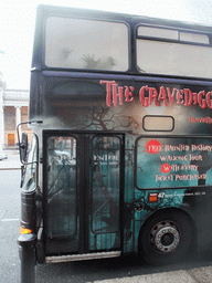 Front of the Gravedigger Ghost Tour bus at College Green