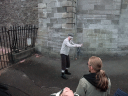 Gravedigger Ghost Tour actor in front of the Kilmainham Gaol museum