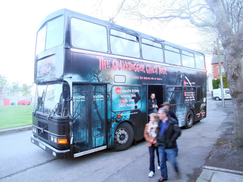 The Gravedigger Ghost Tour bus at Prospect Square
