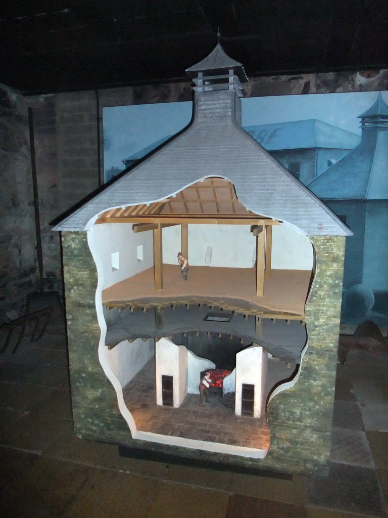 Scale model of a distillery building at the Old Jameson Distillery