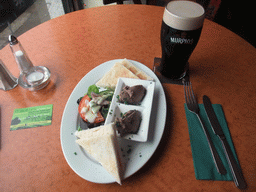 Dinner and Murphy`s beer at the O`Reilly`s of Temple Bar restaurant at East Essex Street