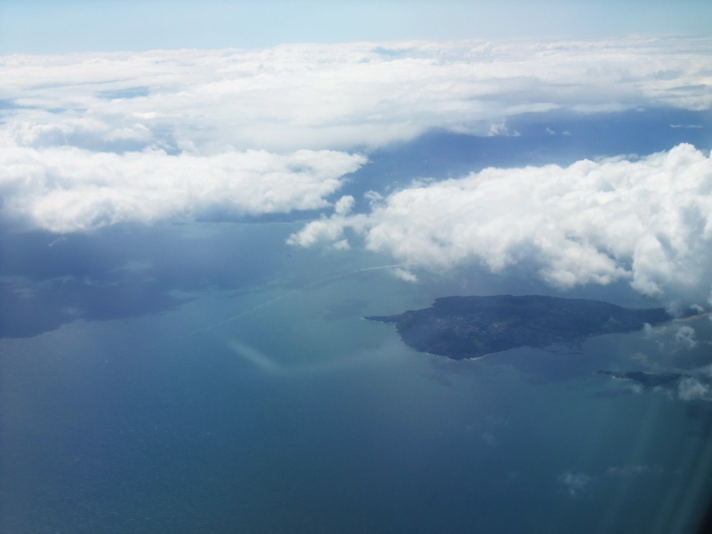 The Howth Head peninsula and the Ireland`s Eye island, viewed from the airplane to Amsterdam