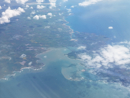 Holy Island and surroundings in Wales (United Kingdom), viewed from the airplane to Amsterdam