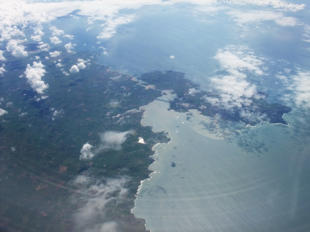 Holy Island and surroundings in Wales (United Kingdom), viewed from the airplane to Amsterdam