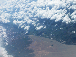 The Dee Estuary in England (United Kingdom), viewed from the airplane to Amsterdam