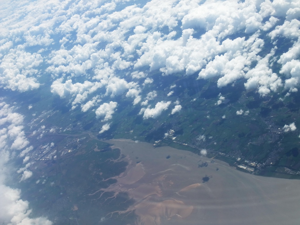 The Dee Estuary in England (United Kingdom), viewed from the airplane to Amsterdam