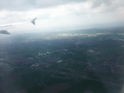 The surroundings of Schiphol Airport, viewed from the airplane to Amsterdam