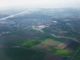 The surroundings of Schiphol Airport, viewed from the airplane to Amsterdam