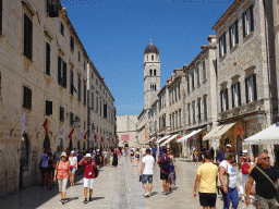 The Stradun street and the tower of the Franciscan Church