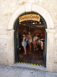 Miaomiao and Max at the Captain Candy store at the Stradun street