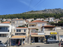 Houses at the Ulica Kralja Petra Kreimira IV street and Mount Srd, viewed from the lower station of the Dubrovnik Cable Car