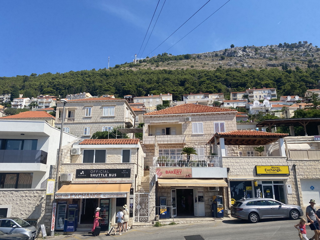 Houses at the Ulica Kralja Petra Kreimira IV street and Mount Srd, viewed from the lower station of the Dubrovnik Cable Car