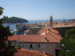 The Old Town with the Tvrdava Svetog Ivana fortress, the Dominican Monastery and the Dubrovnik Cathedral and the Lokrum island, viewed from the lower station of the Dubrovnik Cable Car