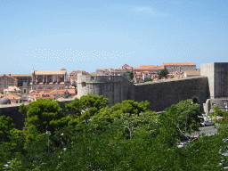 The northern city walls and the Church of St. Ignatius, viewed from the lower station of the Dubrovnik Cable Car