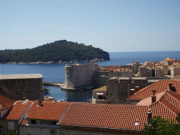 The Old Town with the Tvrdava Svetog Ivana fortress and the Lokrum island, viewed from the lower station of the Dubrovnik Cable Car
