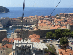 The Old Town with the Tvrdava Svetog Ivana fortress, the Old Port, the Revelin Fortress, the Dominican Monastery, the Dubrovnik Cathedral and the Church of St. Ignatius and the Lokrum island, viewed from the Dubrovnik Cable Car
