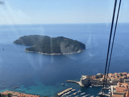 The Old Town with the Tvrdava Svetog Ivana fortress and the Old Port and the Lokrum island, viewed from the Dubrovnik Cable Car