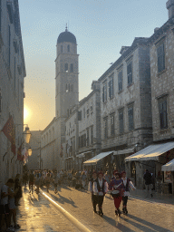 Guards and the tower of the Franciscan Church at the Stradun street