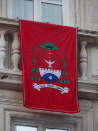 Banner on the facade of a building at the Poljana Marina Drica square