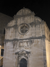 Facade of the Church of St. Salvation at the west side of the Stradun street, by night