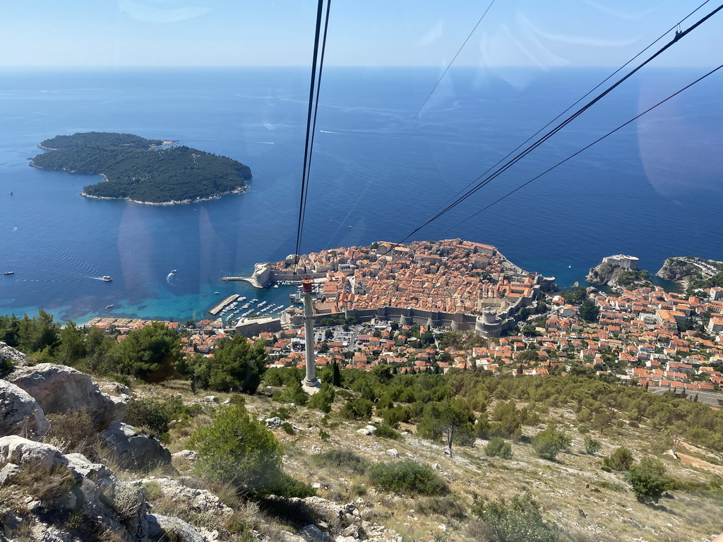 The Old Town, Fort Lovrijenac and the Lokrum island, viewed from the Dubrovnik Cable Car