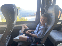 Max at the bus to the Dubrovnik Airport on the Jadranska Cesta road, with a view on the Old Port
