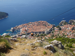 The Dubrovnik Cable Car from the Old Town, Fort Lovrijenac and the Lokrum island, viewed from the terrace of the Restaurant Panorama at Mount Srd