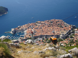 The Dubrovnik Cable Car from the Old Town and the Lokrum island, viewed from the terrace of the Restaurant Panorama at Mount Srd