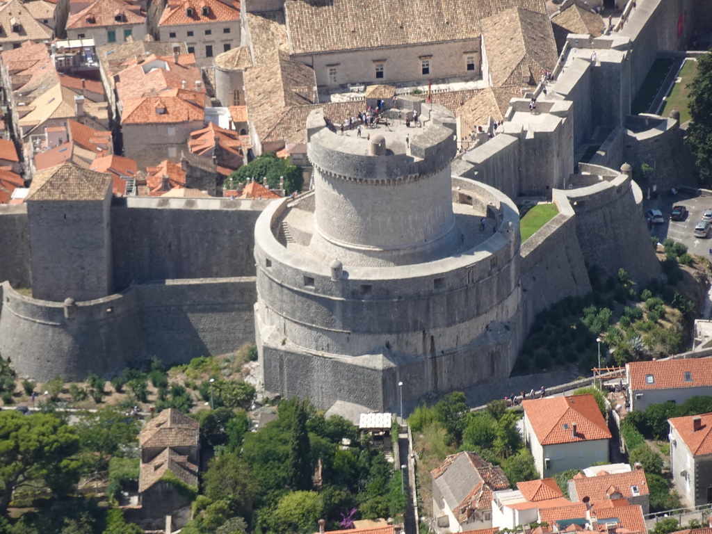 The Tvrdava Minceta fortress, viewed from the terrace of the Restaurant Panorama at Mount Srd