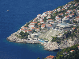 The Rixos Premium Dubrovnik hotel at the Lapad peninsula, viewed from the terrace of the Restaurant Panorama at Mount Srd