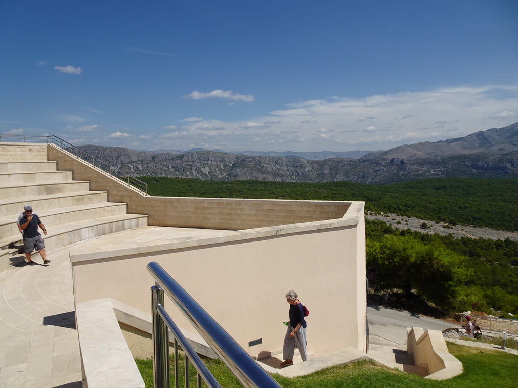 Platform at the upper station of the Dubrovnik Cable Car at Mount Srd, with a view on the hills and mountains to the northeast