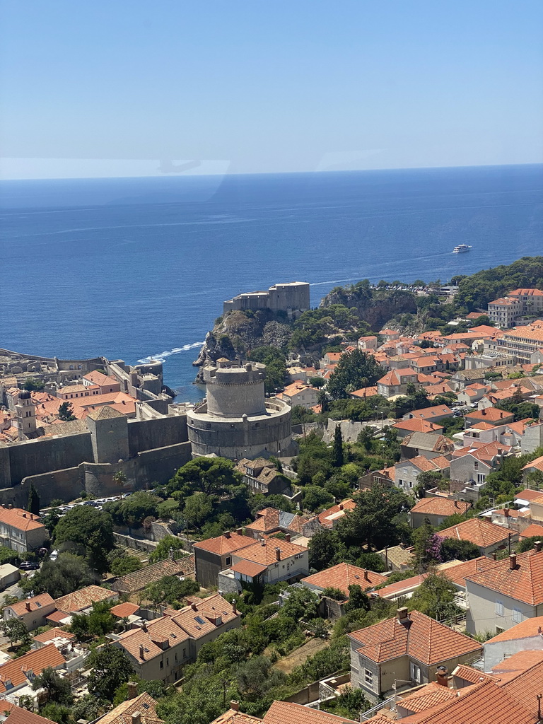 The west side of the Old Town with the Tvrdava Minceta fortress and Fort Lovrijenac, viewed from the Dubrovnik Cable Car