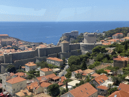 The west side of the Old Town with the Tvrdava Minceta fortress and Fort Lovrijenac, viewed from the Dubrovnik Cable Car