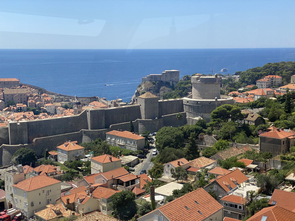 The west side of the Old Town with the Tvrdava Minceta fortress and Fort Lovrijenac, viewed from the Dubrovnik Cable Car