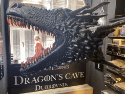 Statue of a dragon`s head at the Dragon`s Cave store at the Bokoviceva Ulica street