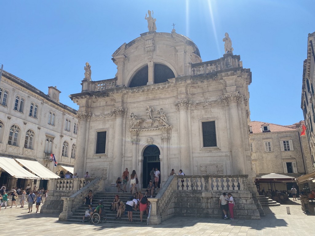 Front of the St. Blaise Church at the east side of the Stradun street