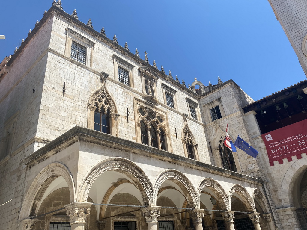 Facade of the Sponza Palace at the east side of the Stradun street