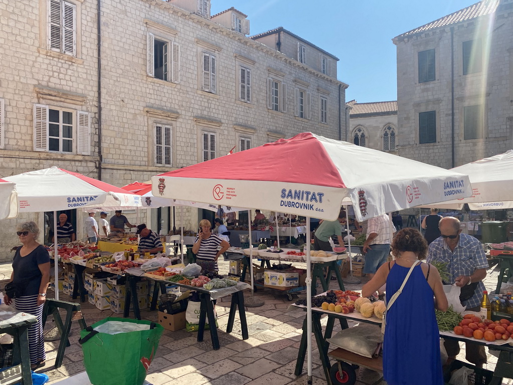 Market stalls at the Gunduliceva Poljana market square