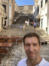 Tim, Miaomiao and Max at the Jesuit Stairs and the Collegium Ragusinum building