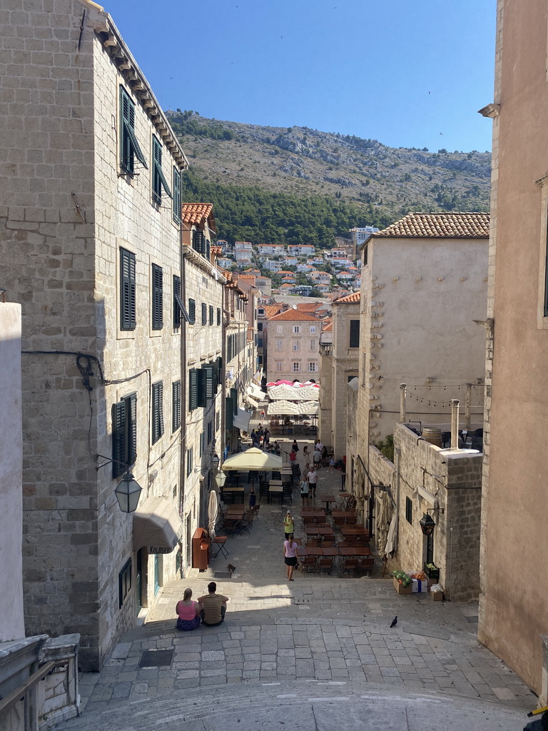 The Gunduliceva Poljana market square with market stalls, viewed from the Jesuit Stairs