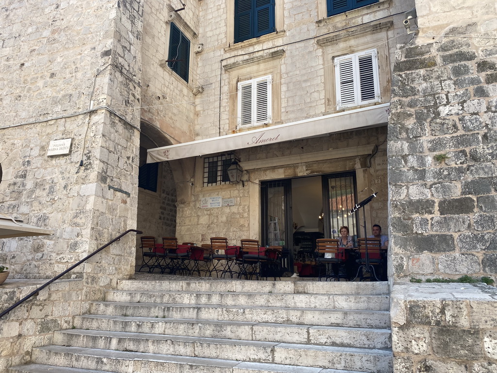 Front of the Amoret restaurant at the Poljana Marina Drica street